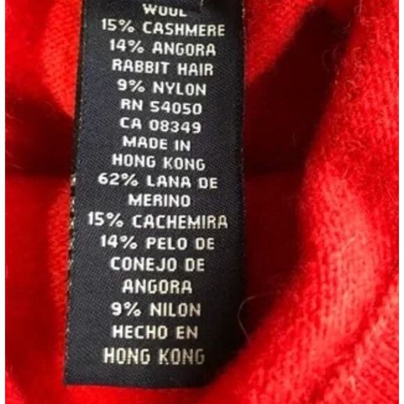 Jones New York Cashmere Mockneck Argyle Red XL Retro 90s Gilmore Girls Preppy - Picture 6 of 6